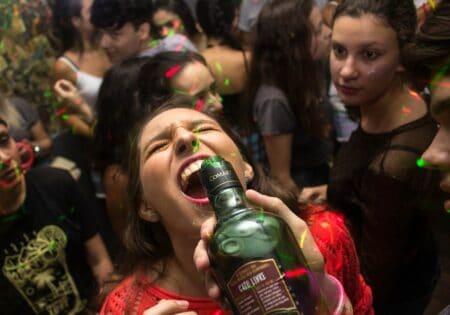 Woman drinking alcohol
